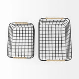 Set Of Two Black Metal Baskets - Homeroots