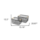 Set Of Two Black Metal Baskets - Homeroots - Flyclothing LLC