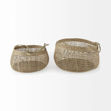 Set Of Two Wicker Storage Baskets With Long Handles - Homeroots