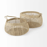 Set Of Two Wicker Storage Baskets With Long Handles - Homeroots - Flyclothing LLC