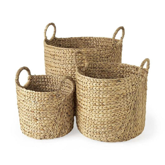 Set Of Three Braided Wicker Storage Baskets - Homeroots - Flyclothing LLC