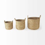 Set Of Three Braided Wicker Storage Baskets - Homeroots