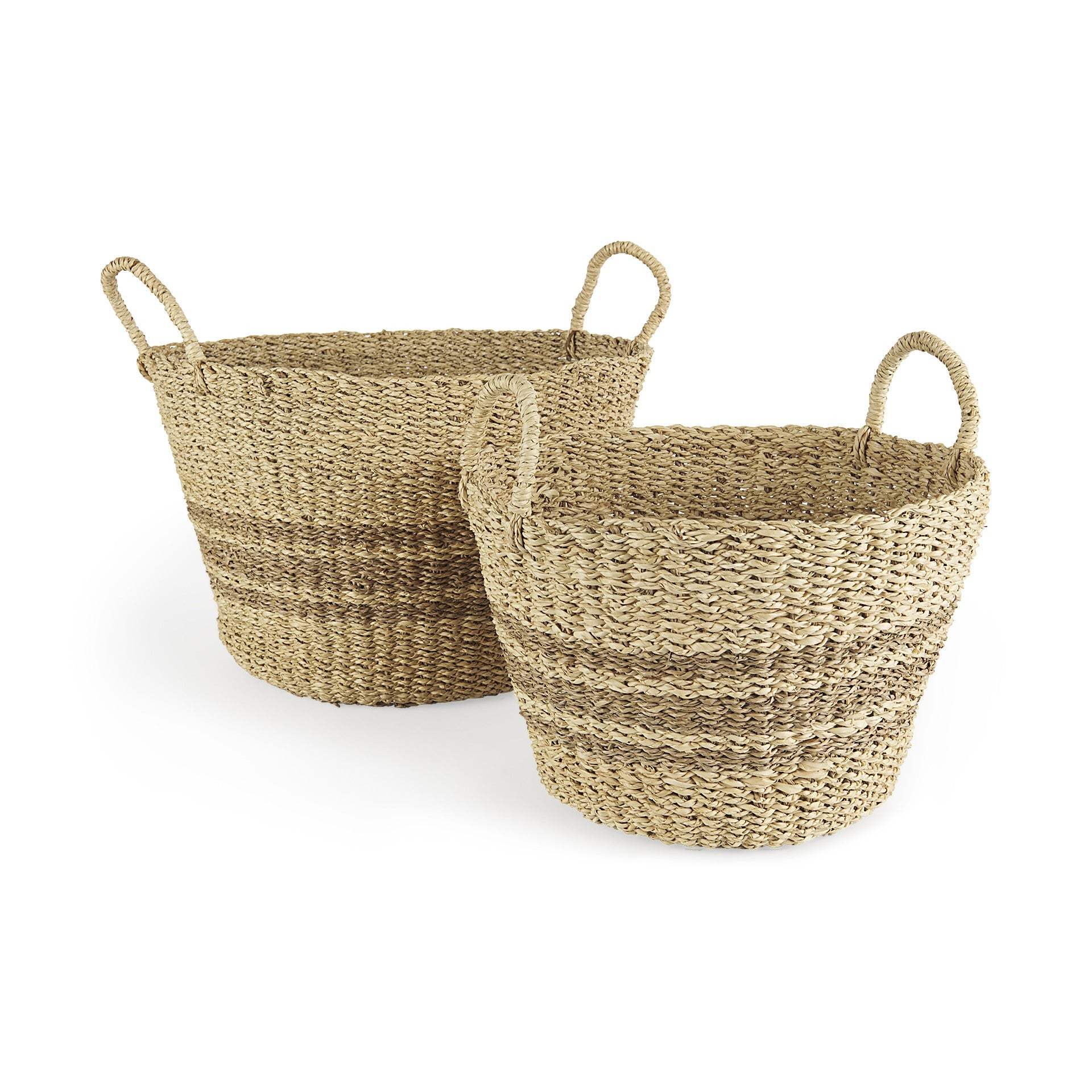 Set Of Two Detailed Wicker Storage Baskets - Homeroots - Flyclothing LLC