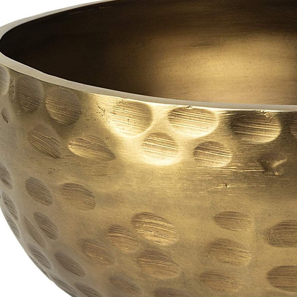 11" Antiqued Brass Hammered Artisan Round Centerpiece Bowl - Homeroots - Flyclothing LLC