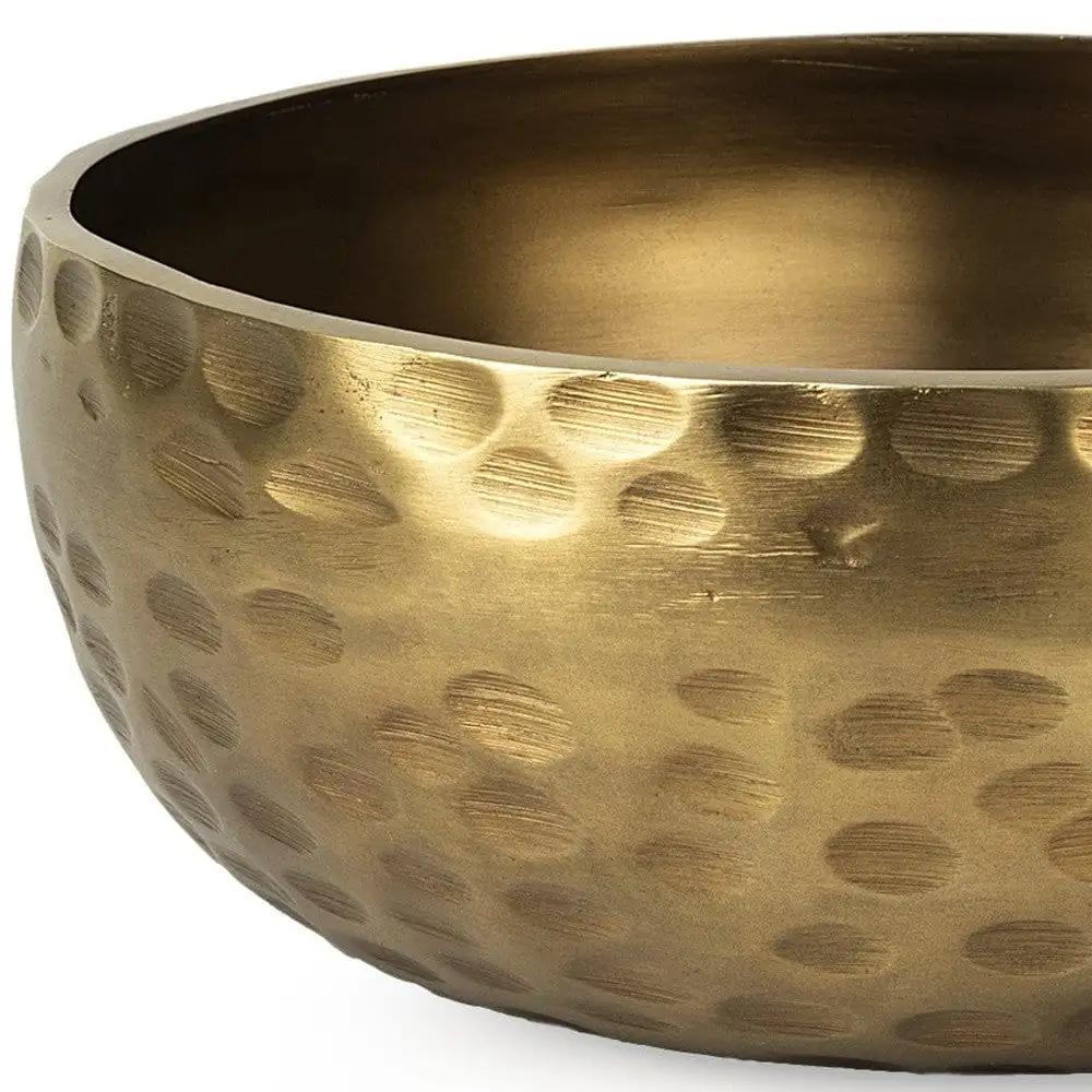 11" Antiqued Brass Hammered Artisan Round Centerpiece Bowl - Homeroots