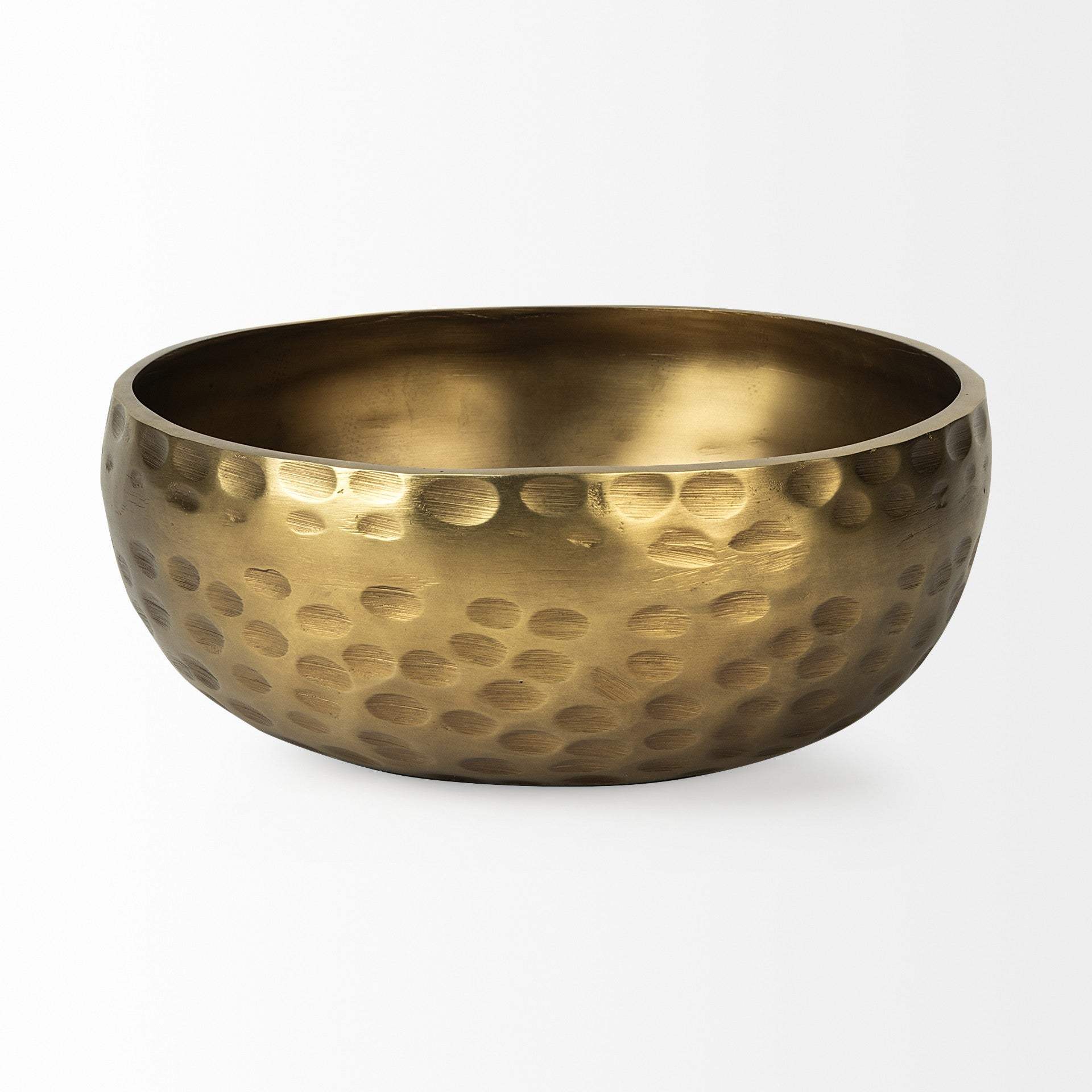 11" Antiqued Brass Hammered Artisan Round Centerpiece Bowl - Homeroots - Flyclothing LLC