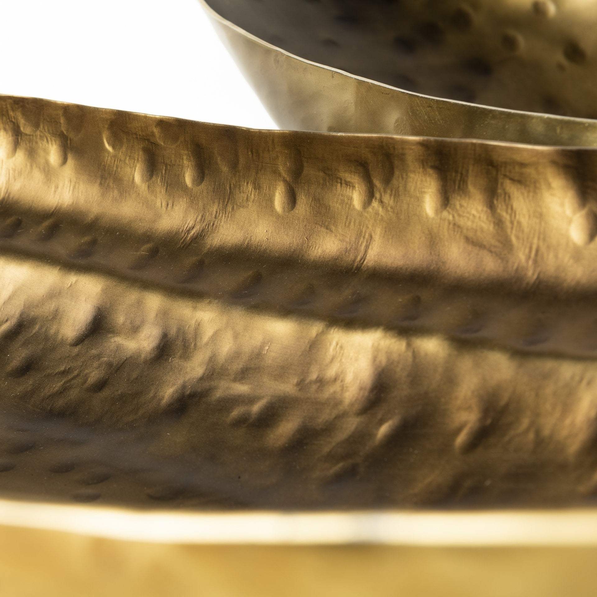 Set Of Two Gold Boat Shaped Hammered Bowls - Homeroots - Flyclothing LLC