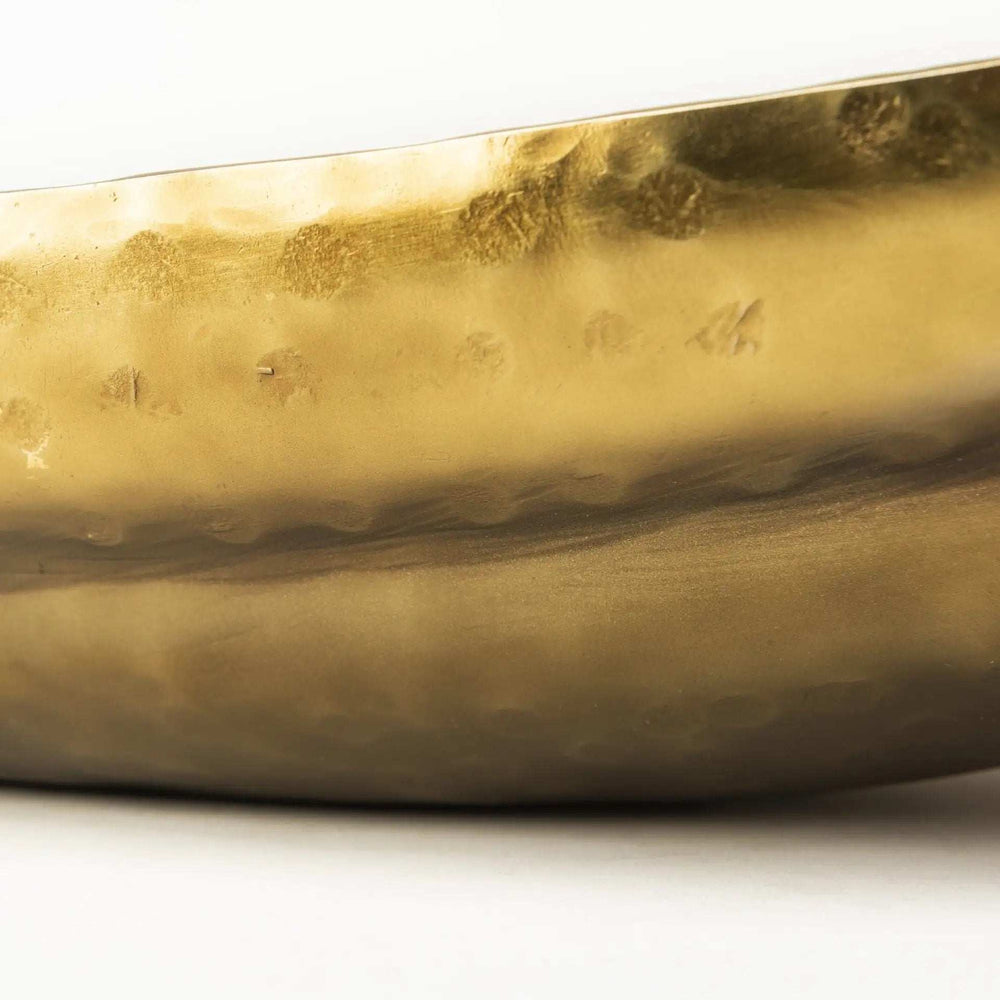 Set Of Two Gold Boat Shaped Hammered Bowls - Homeroots - Flyclothing LLC