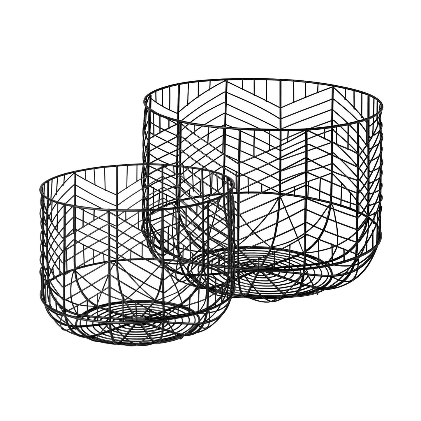 Set Of Two Black Metal Wire Chevron Bowls - Homeroots - Flyclothing LLC