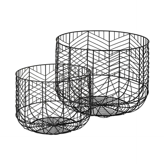 Set Of Two Black Metal Wire Chevron Bowls - Homeroots - Flyclothing LLC