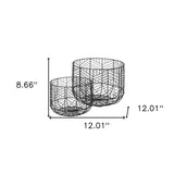 Set Of Two Black Metal Wire Chevron Bowls - Homeroots - Flyclothing LLC