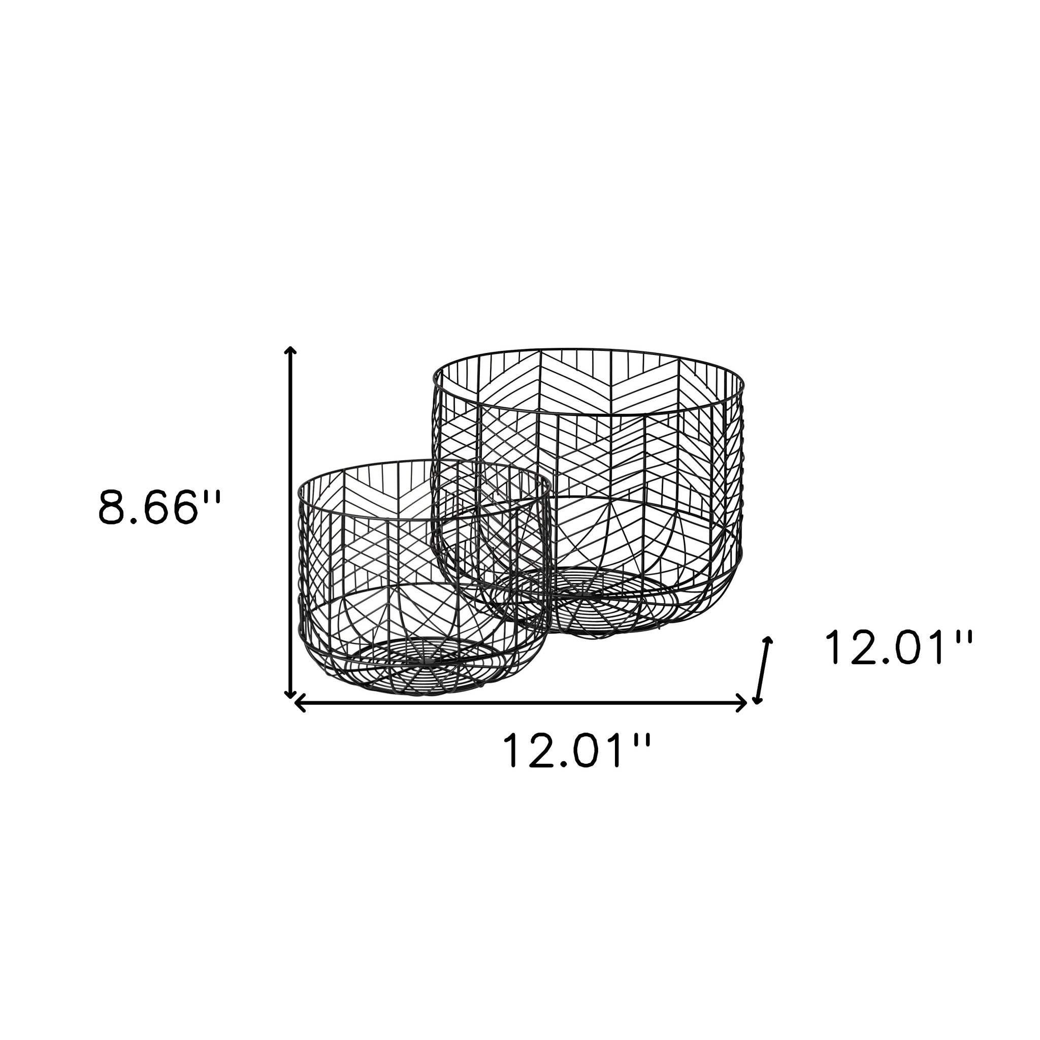 Set Of Two Black Metal Wire Chevron Bowls - Homeroots - Flyclothing LLC