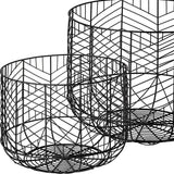 Set Of Two Black Metal Wire Chevron Bowls - Homeroots - Flyclothing LLC
