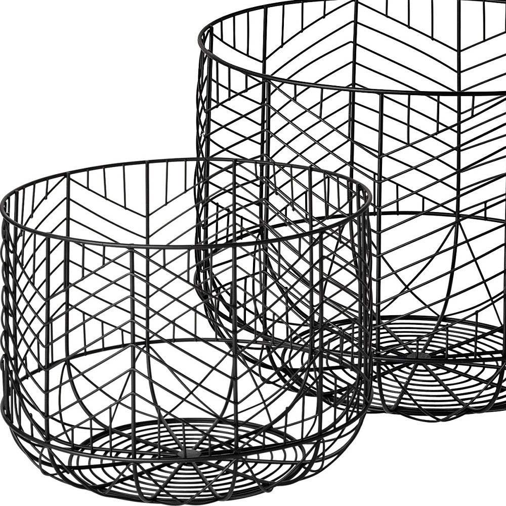 Set Of Two Black Metal Wire Chevron Bowls - Homeroots - Flyclothing LLC