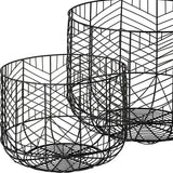 Set Of Two Black Metal Wire Chevron Bowls - Homeroots - Flyclothing LLC