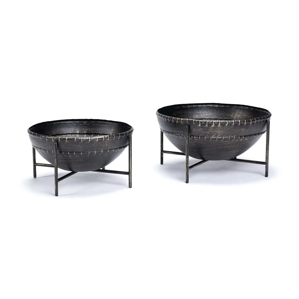 Set Of Two Metal Bowls With Stands - Homeroots - Flyclothing LLC
