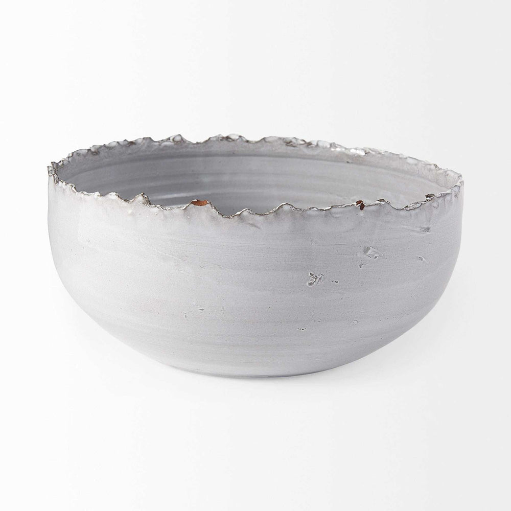 Artisan Gray White Ceramic Centerpiece Bowl - Homeroots - Flyclothing LLC