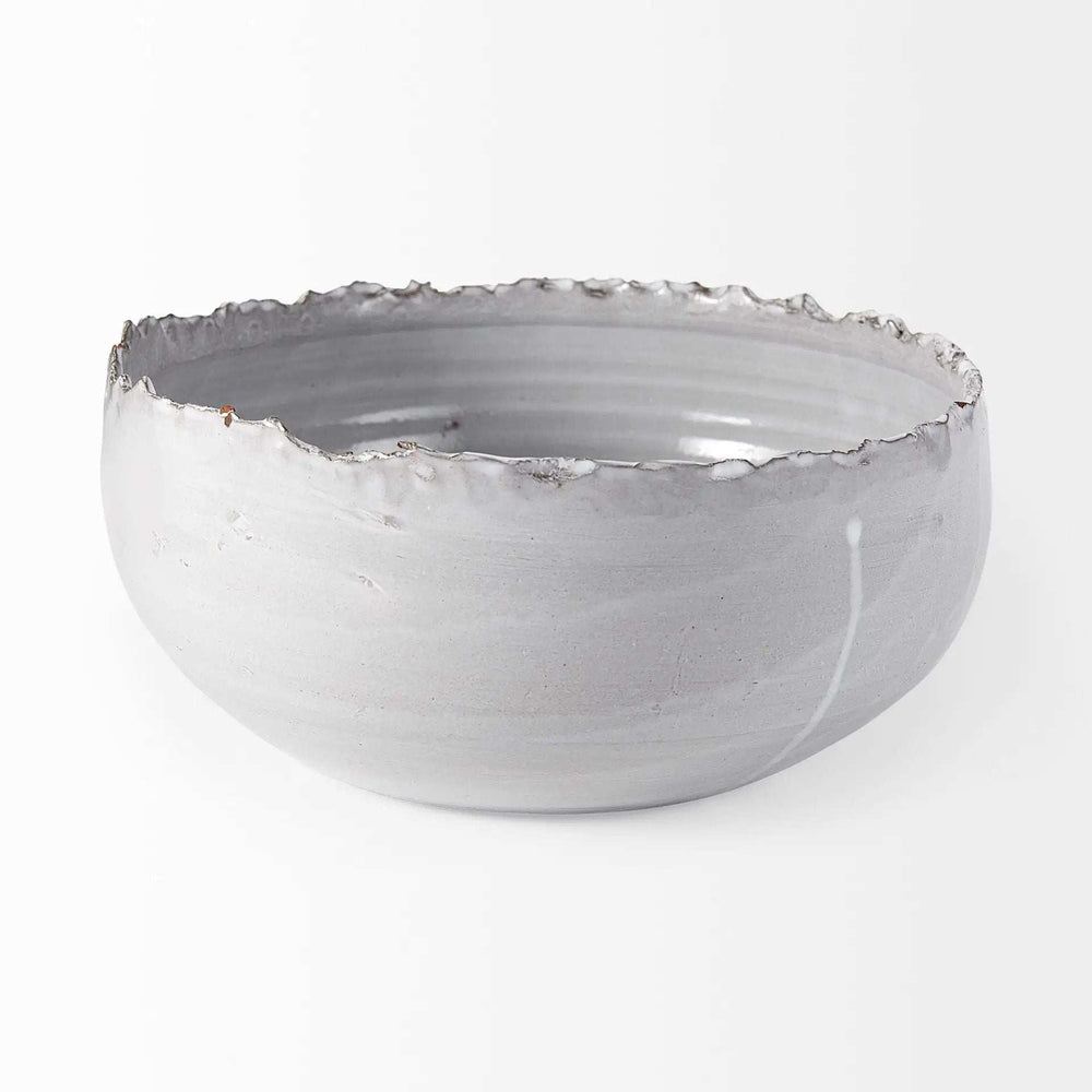 Artisan Gray White Ceramic Centerpiece Bowl - Homeroots - Flyclothing LLC