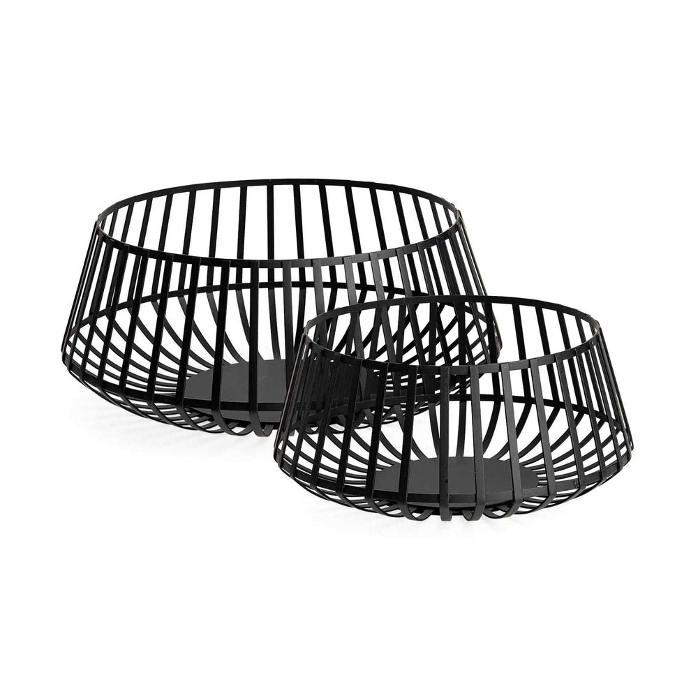 Set Of Two Black Metal Wire Decorative Bowls - Homeroots - Flyclothing LLC