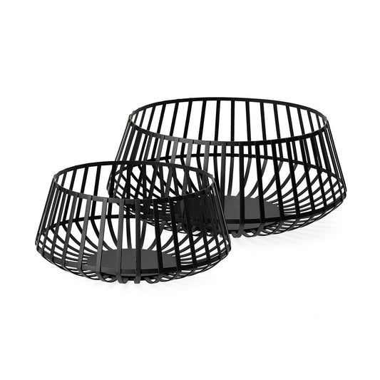 Set Of Two Black Metal Wire Decorative Bowls - Homeroots