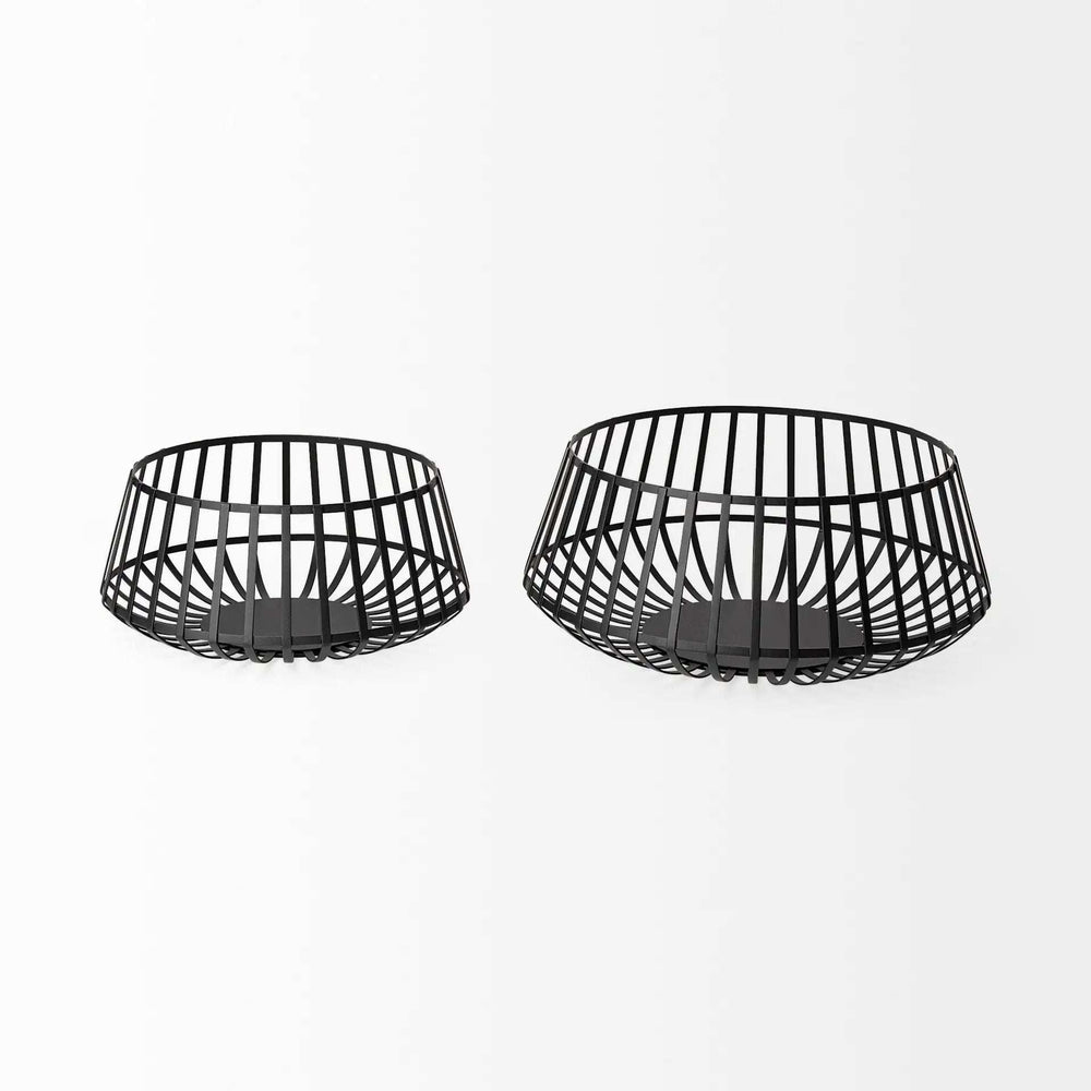 Set Of Two Black Metal Wire Decorative Bowls - Homeroots - Flyclothing LLC