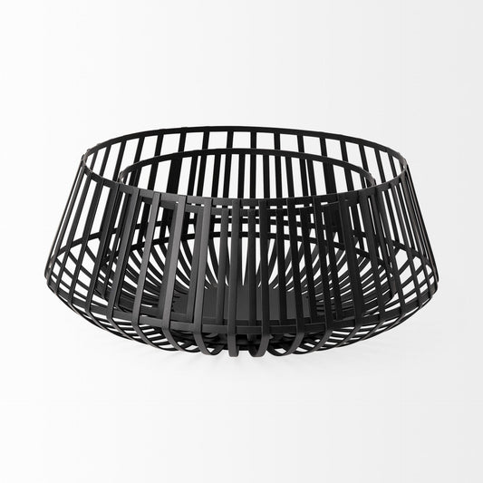 Set Of Two Black Metal Wire Decorative Bowls - Homeroots
