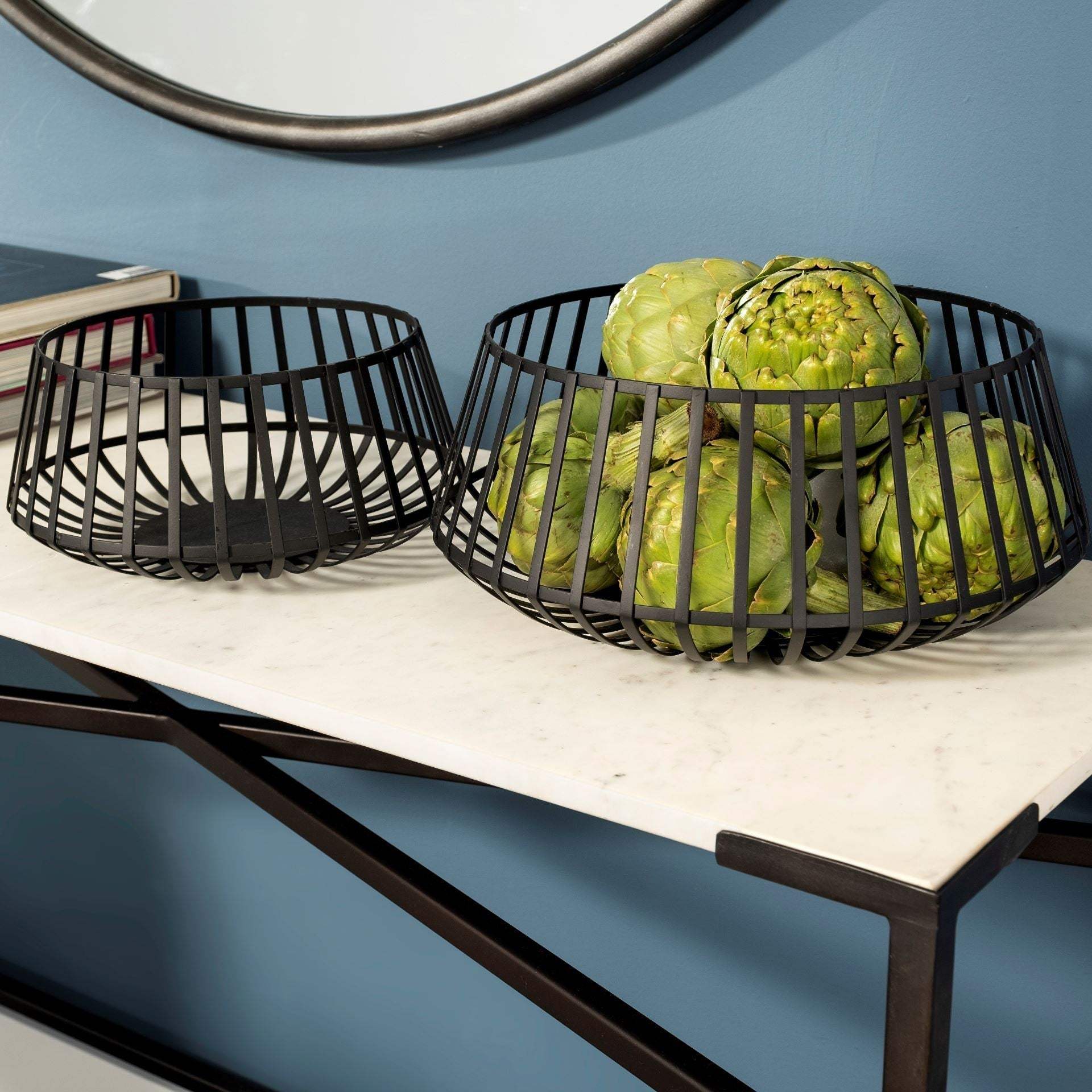 Set Of Two Black Metal Wire Decorative Bowls - Homeroots - Flyclothing LLC