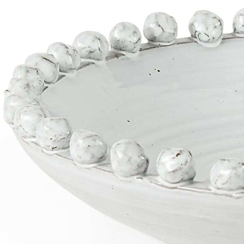 Off White Ceramic Centerpiece Bowl - Homeroots - Flyclothing LLC