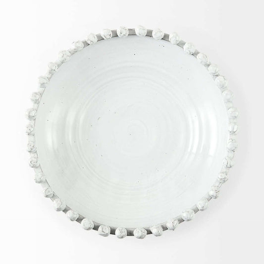 Off White Ceramic Centerpiece Bowl - Homeroots - Flyclothing LLC