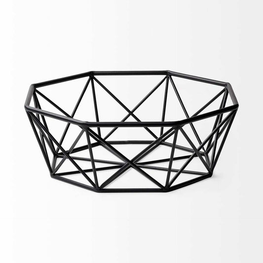 Black Geometric Metal Centerpiec Bowl - Homeroots - Flyclothing LLC