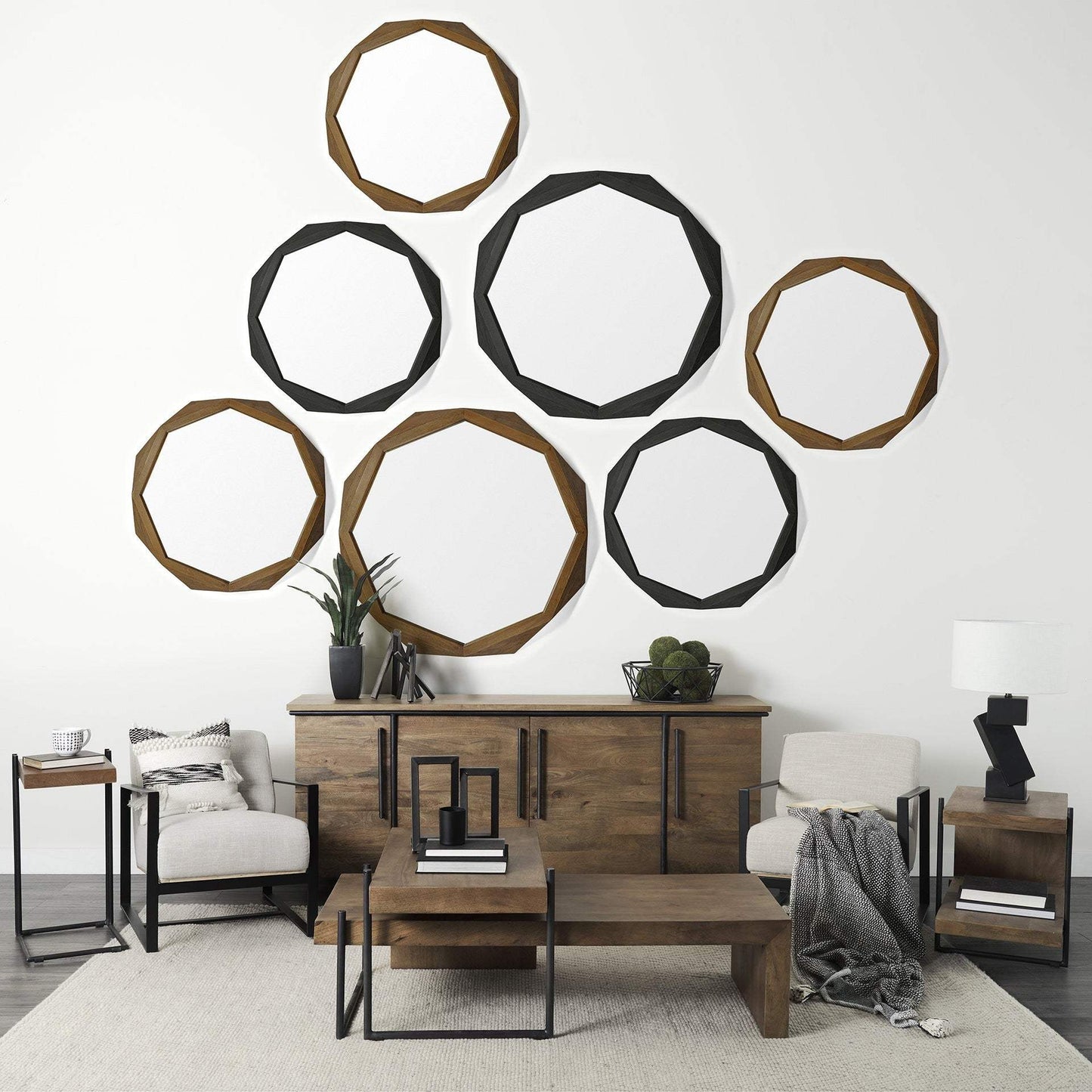 Black Geometric Metal Centerpiec Bowl - Homeroots - Flyclothing LLC