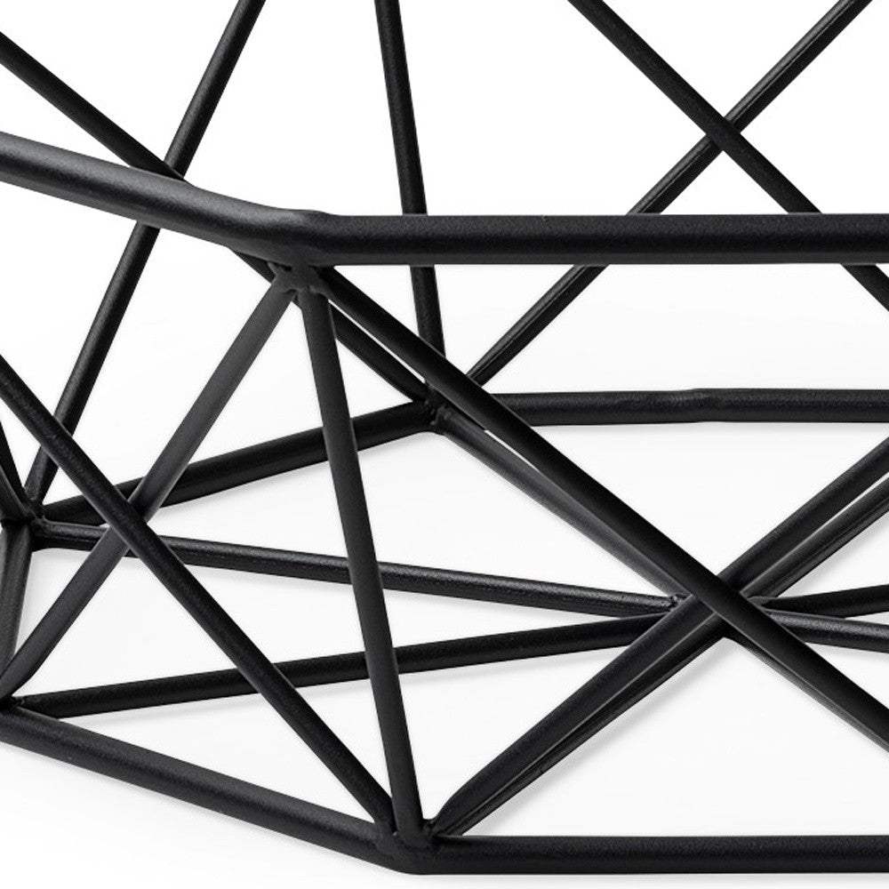 Black Geometric Metal Centerpiec Bowl - Homeroots - Flyclothing LLC