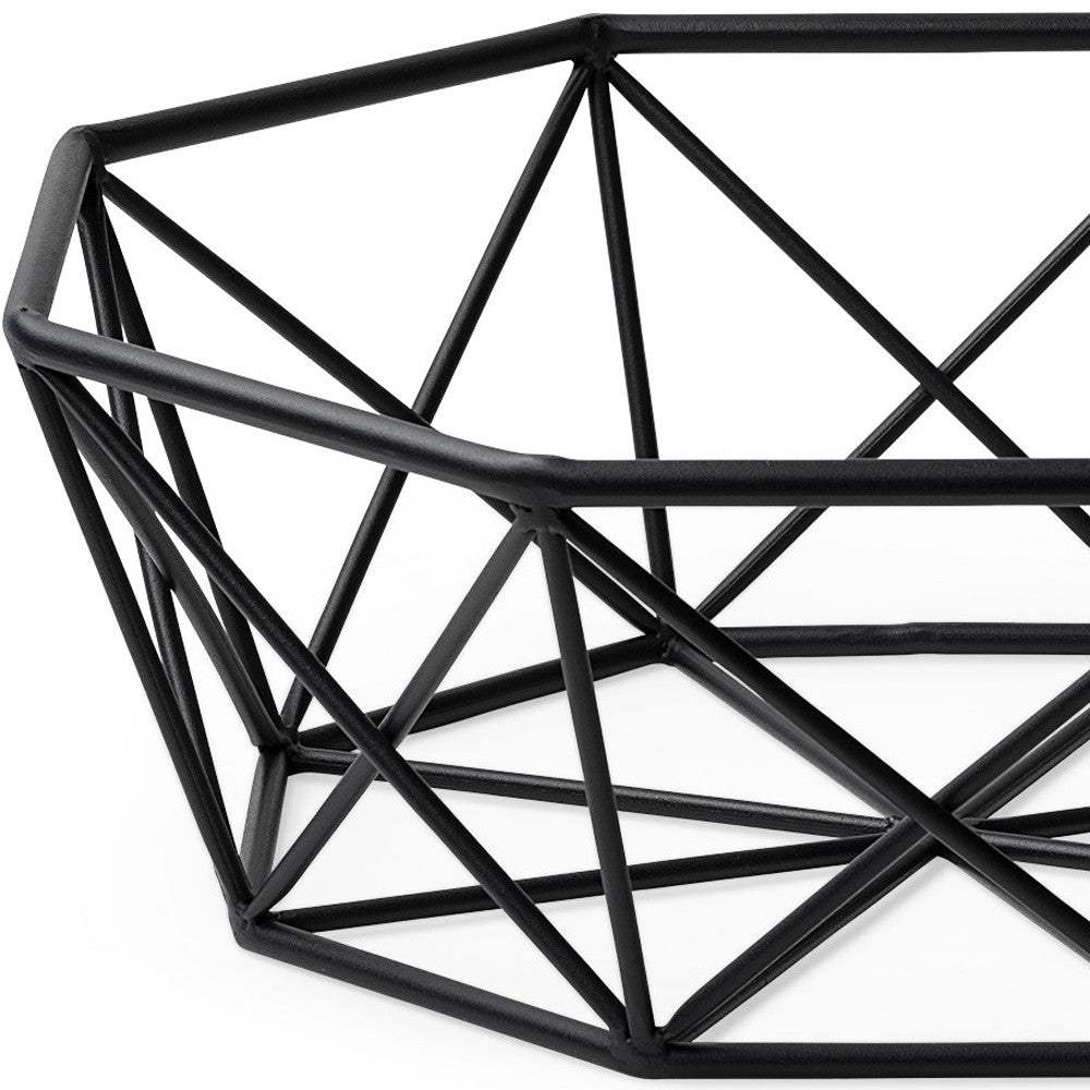 Black Geometric Metal Centerpiec Bowl - Homeroots - Flyclothing LLC