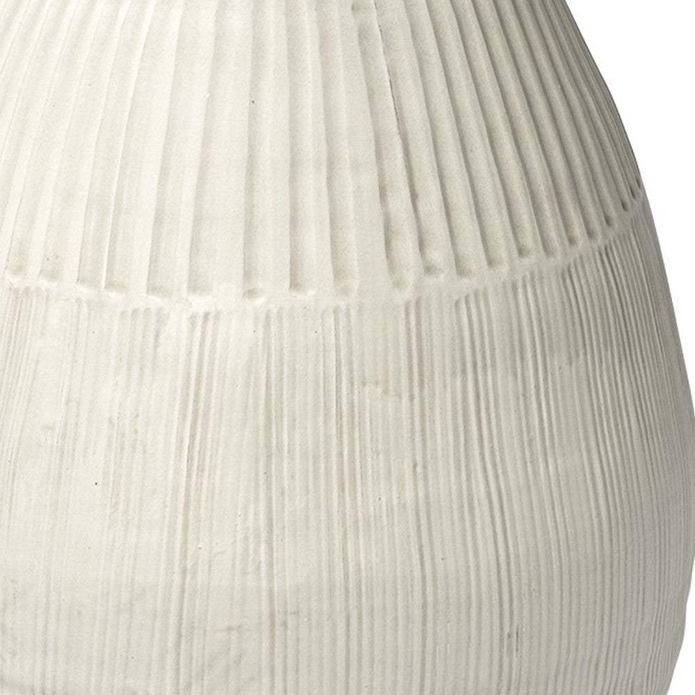 Petite White Embossed Stripes Ceramic Vase - Homeroots - Flyclothing LLC