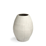 Petite White Embossed Stripes Ceramic Vase - Homeroots - Flyclothing LLC
