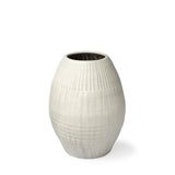 Petite White Embossed Stripes Ceramic Vase - Homeroots