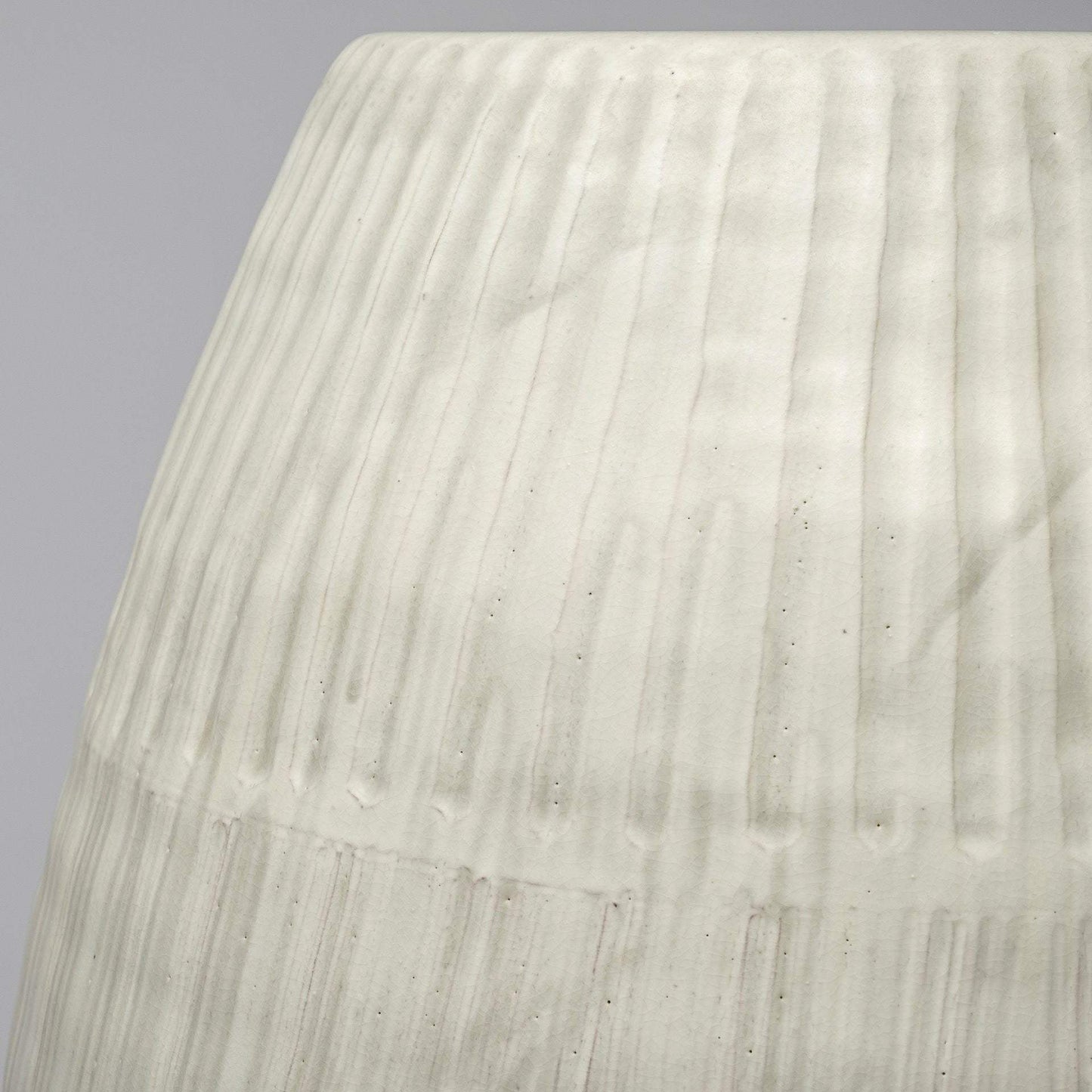 Petite White Embossed Stripes Ceramic Vase - Homeroots - Flyclothing LLC