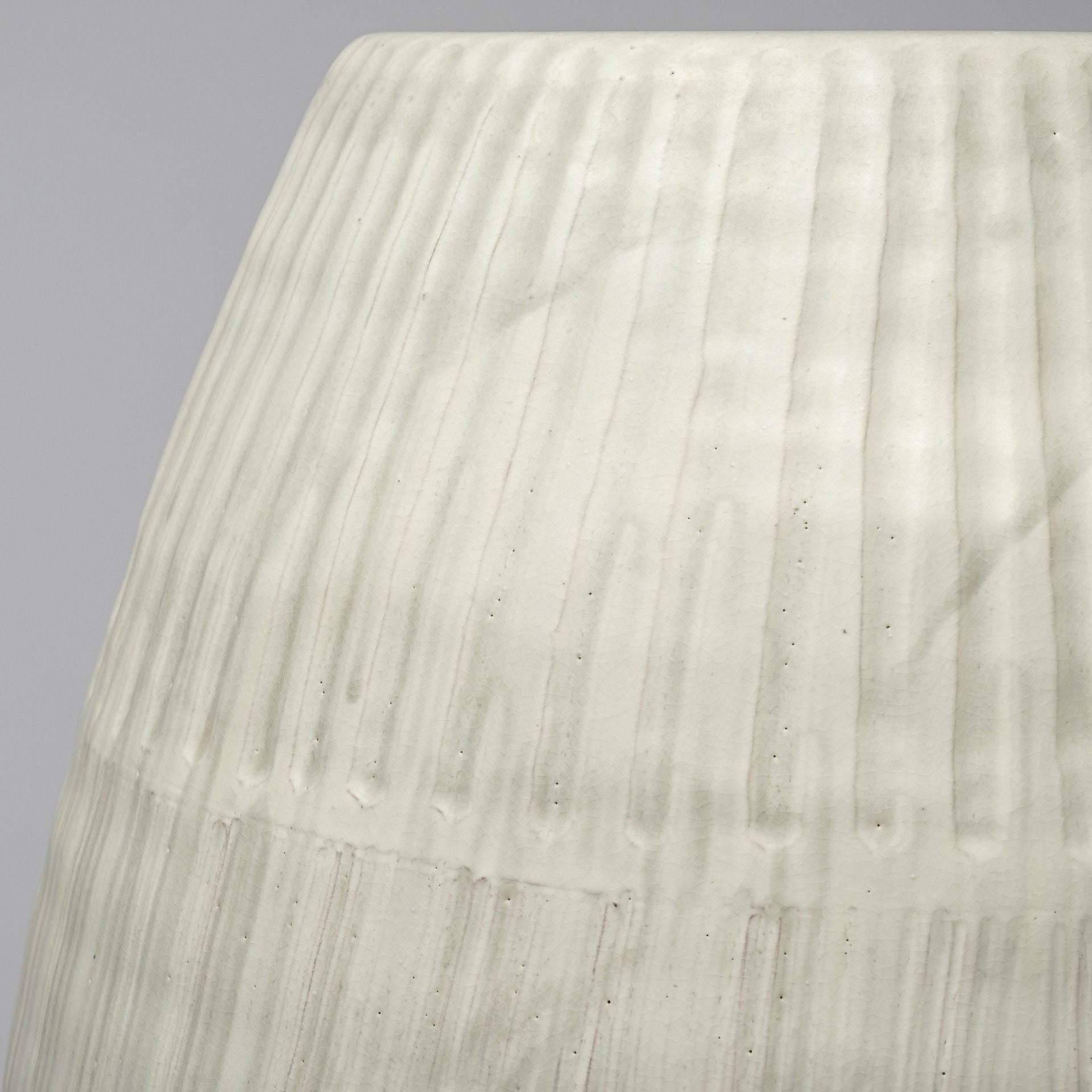 Petite White Embossed Stripes Ceramic Vase - Homeroots - Flyclothing LLC