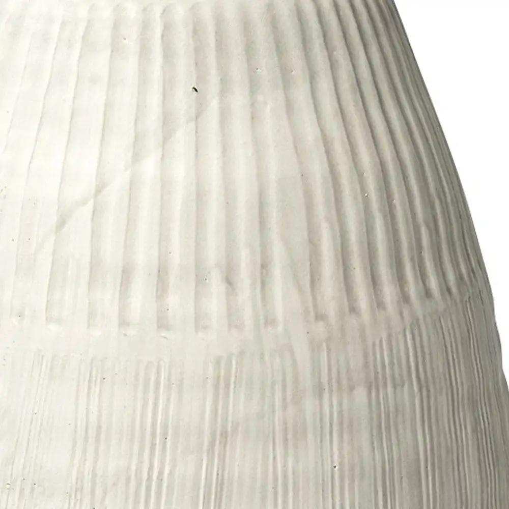 White Embossed Stripes Ceramic Vase - Homeroots - Flyclothing LLC