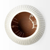 White Embossed Stripes Ceramic Vase - Homeroots