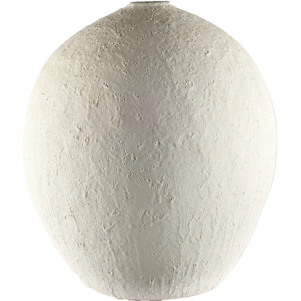 23" Wide White Textured Ceramic Vase - Homeroots