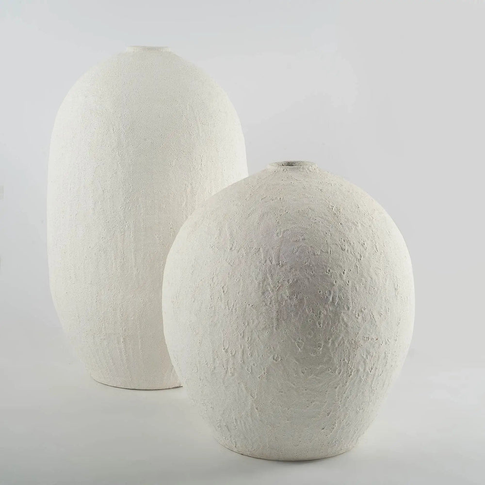 32" Narrow White Textured Ceramic Vase - Homeroots