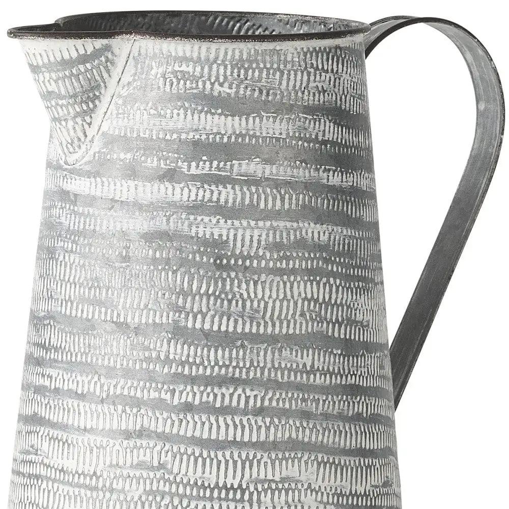 11" Gray and White Abstract Metal Jug Vase - Homeroots - Flyclothing LLC