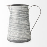 11" Gray and White Abstract Metal Jug Vase - Homeroots