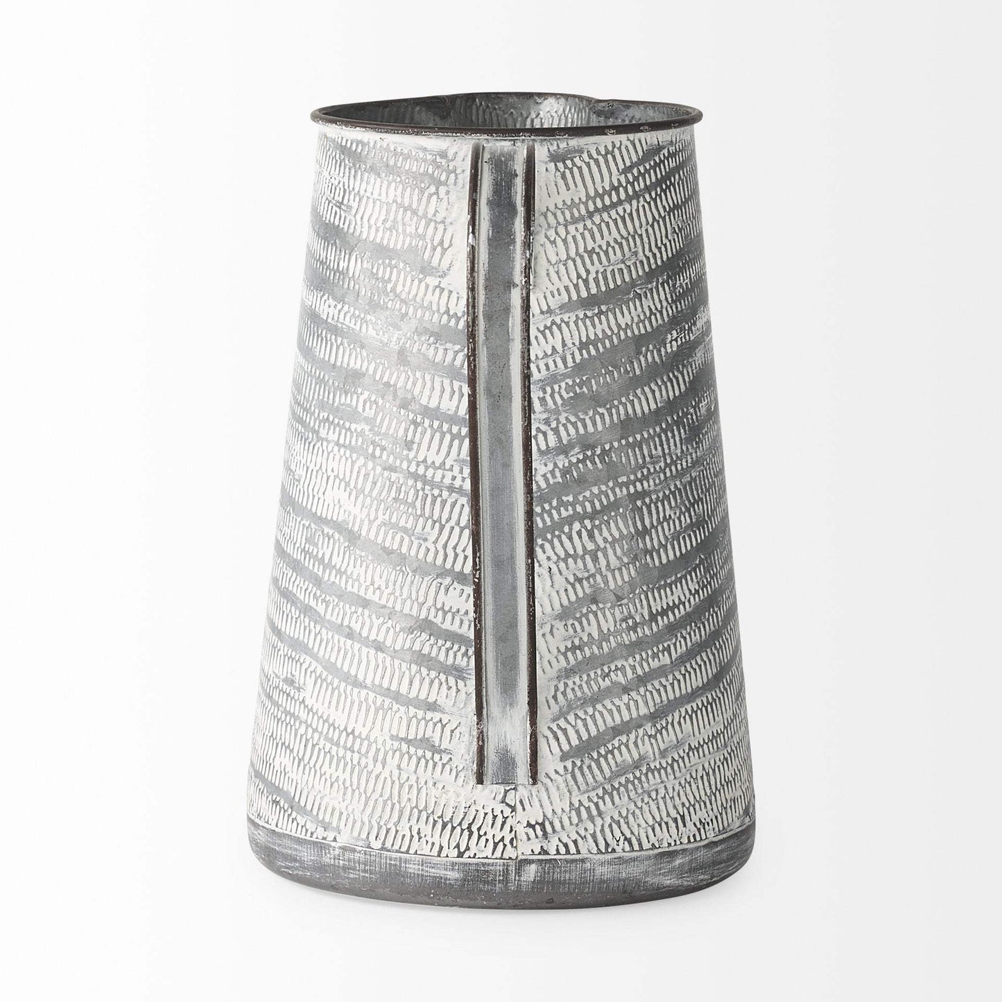 11" Gray and White Abstract Metal Jug Vase - Homeroots - Flyclothing LLC