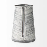 11" Gray and White Abstract Metal Jug Vase - Homeroots - Flyclothing LLC