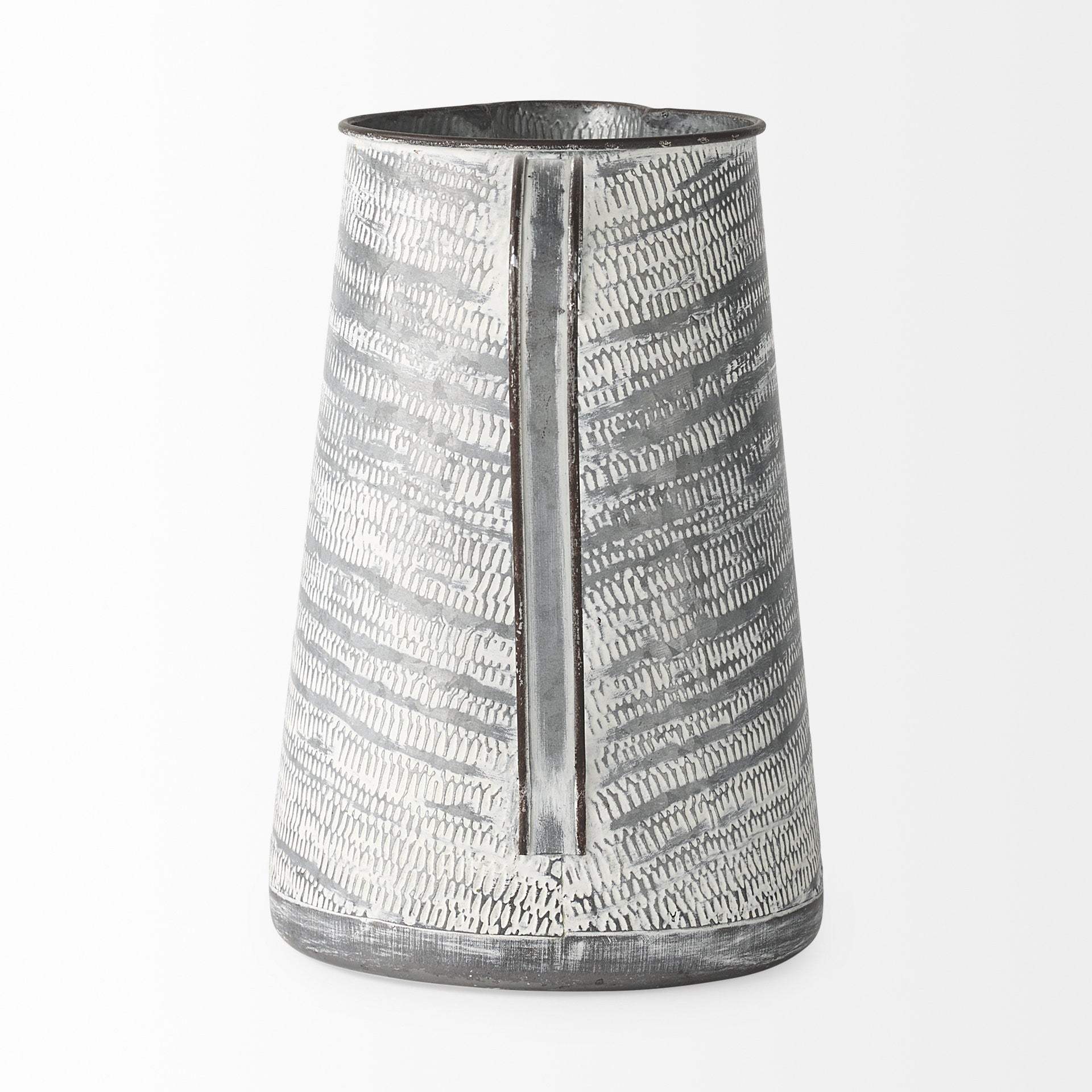 11" Gray and White Abstract Metal Jug Vase - Homeroots - Flyclothing LLC