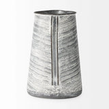 11" Gray and White Abstract Metal Jug Vase - Homeroots