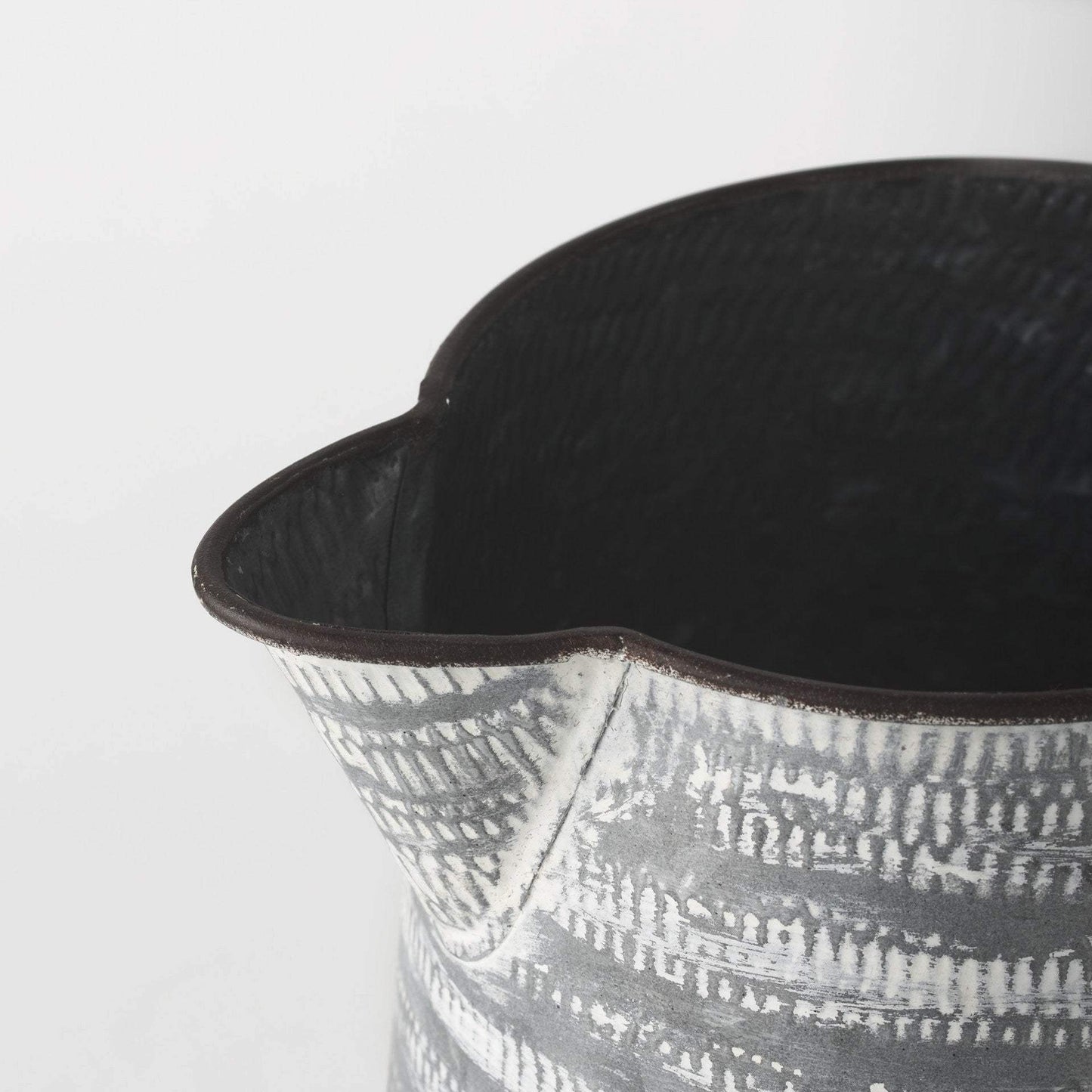 11" Gray and White Abstract Metal Jug Vase - Homeroots - Flyclothing LLC