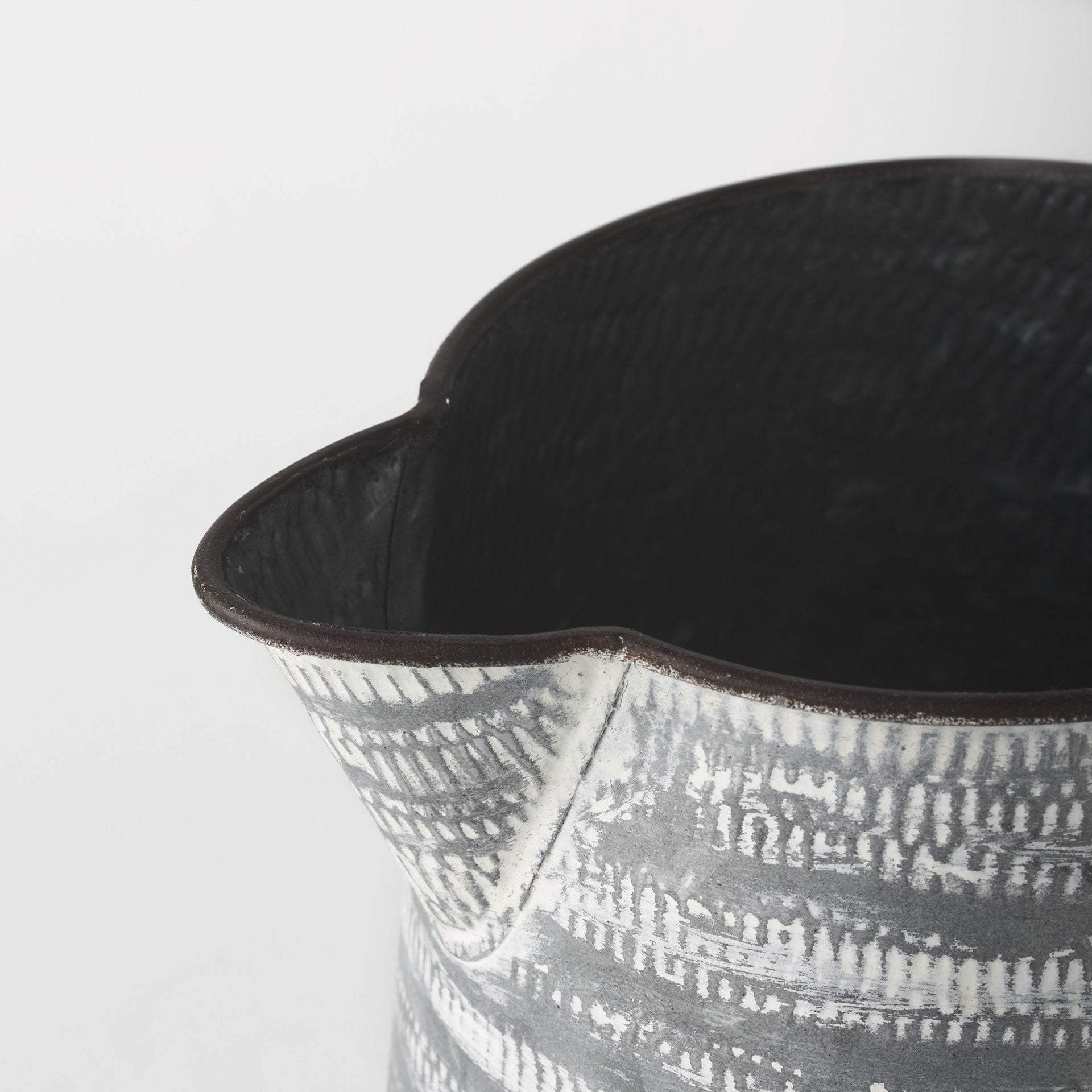 11" Gray and White Abstract Metal Jug Vase - Homeroots - Flyclothing LLC